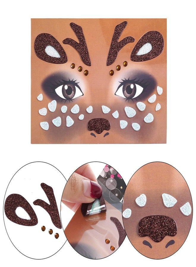 phnydreg 2 Pcs Deer Costume Kit Deer Headband Antlers with Makeup Stickers for Halloween Cosplay Party Favors - Image 3